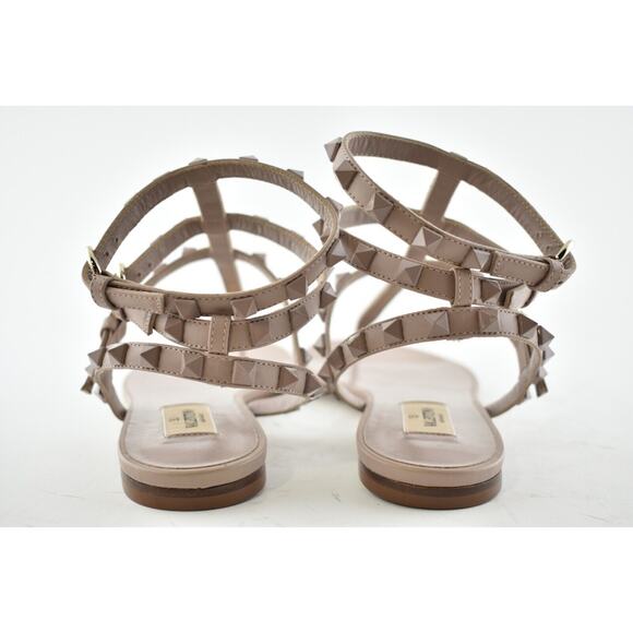 Valentino Rockstud Poudre Tonal Stud Triple Strap Thong Gladiator Flat Sandal 37 - Picture 11 of 11